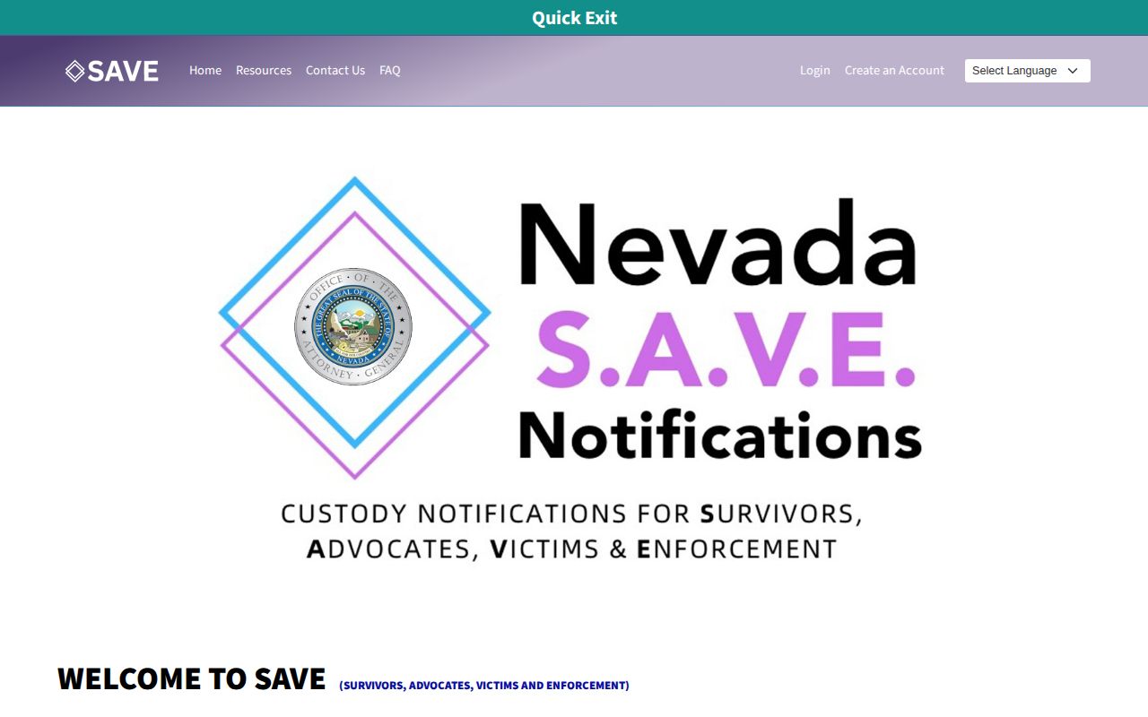 Nevada SAVE search for Washoe County release status and alerts