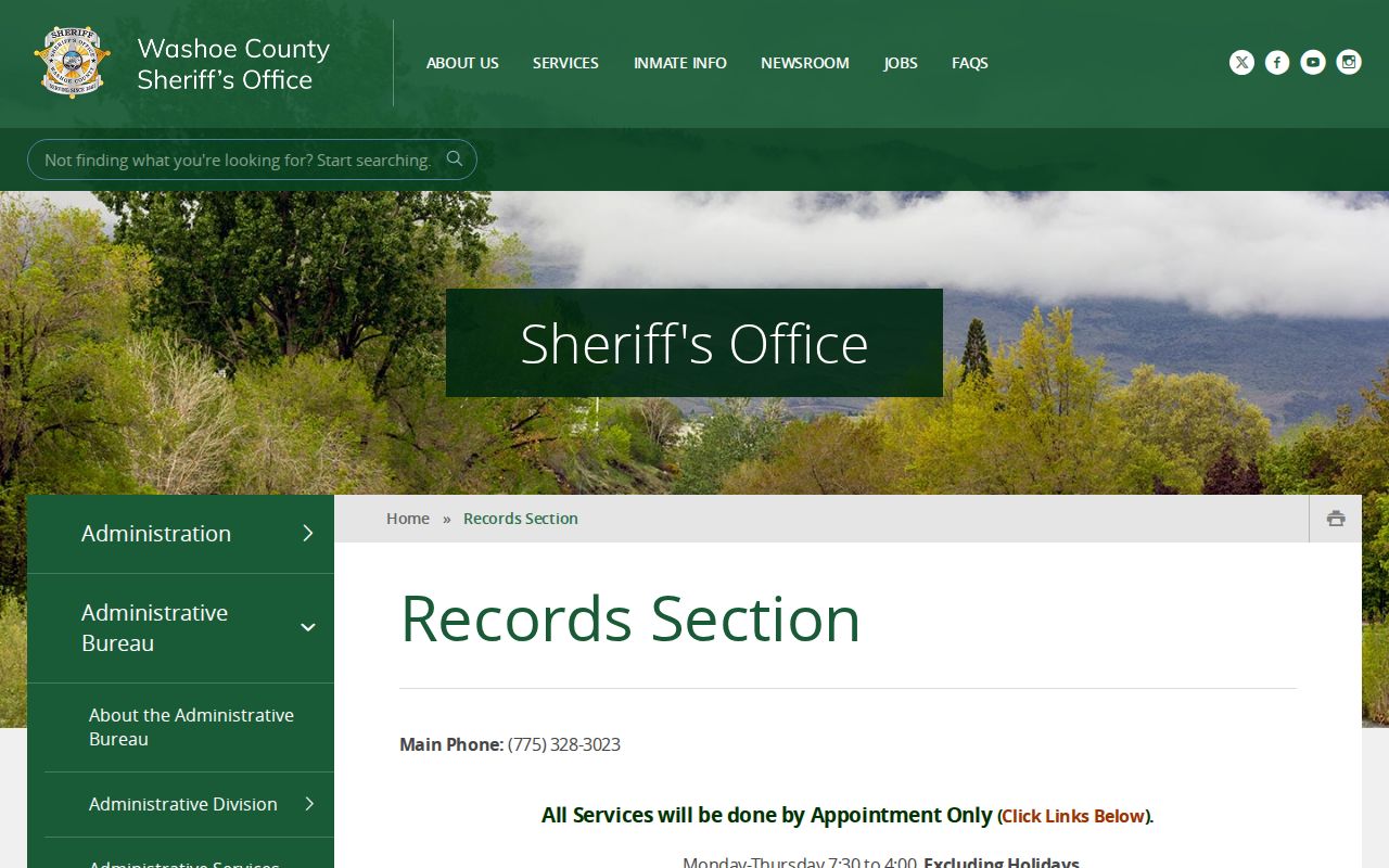 Washoe County release records repository and request contacts