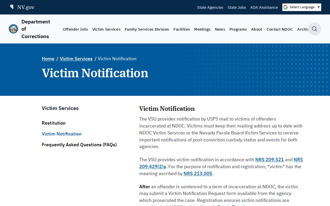NDOC description of Nevada S.A.V.E. alerts and registration